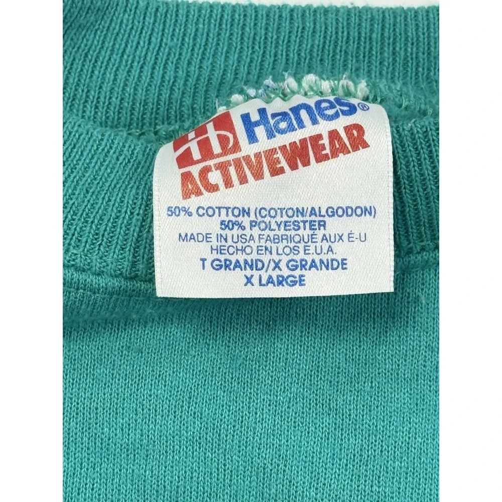 Vintage 80s Green Hanes Sweatshirt Bank Of Cushing USA MadeXL Crewneck Pullover‎
